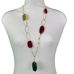 A.V. Max multicolor large, faceted stones large cable chain necklace - signed